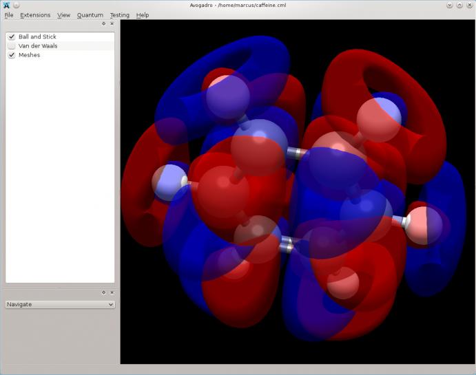 Avogadro 2 rendering a molecular orbital